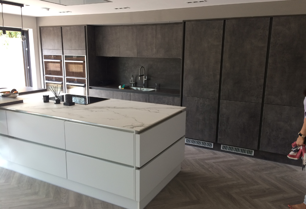 our work on a dual tone modern kitchen